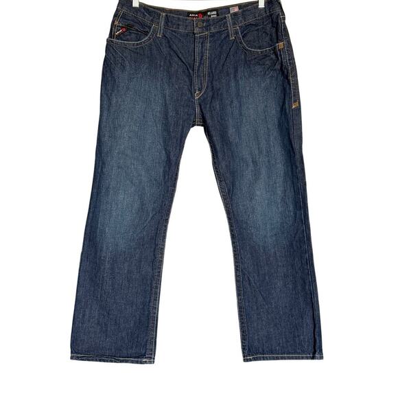 Ariat FR M4 Relaxed Boot Jean Men’s 38x30 Dark Wash Work Jeans EUC - Picture 1 of 16
